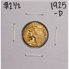 Image 1 : 1925-D $2 1/2 Indian Head Quarter Eagle Gold Coin
