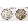 Lot of (2) 1934-1935 $1 Peace Silver Dollar Coins