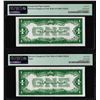 Image 2 : Reverse Changeover Pair 1928A/1928 $1 Silver Certificate Notes PMG Uncirculated 65/63EPQ