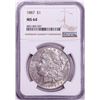 Image 1 : 1887 $1 Morgan Silver Dollar Coin NGC MS64 Amazing Toning