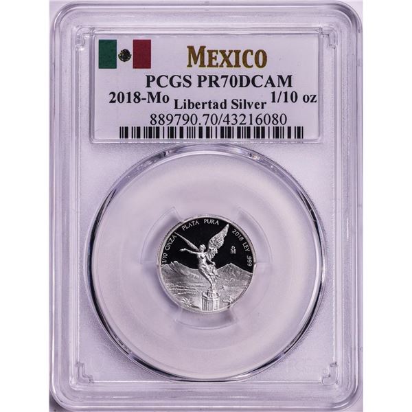 2018-Mo Mexico Proof 1/10 oz Silver Libertad Coin PCGS PR70DCAM