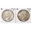Image 1 : Lot of 1922-S & 1923-S $1 Peace Silver Dollar Coins