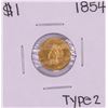 Image 1 : 1854 Type 2 $1 Indian Princess Head Gold Dollar Coin