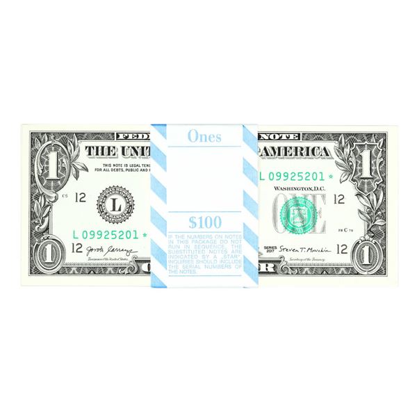 Pack of (100) Consecutive 2017 $1 Federal Reserve Star Notes San Francisco