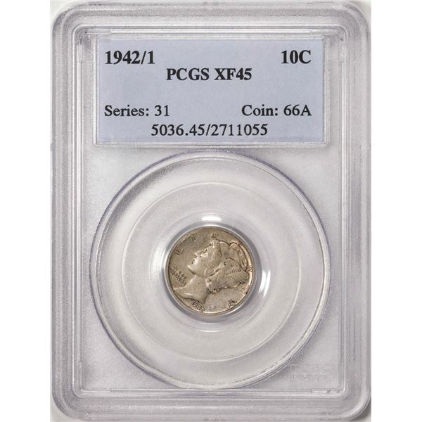 1942/1 Mercury Dime Coin PCGS XF45