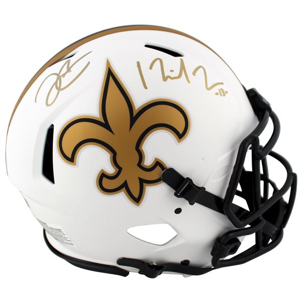 DAREK CARR AND MICHAEL THOMAS SIGNED NEW ORLEANS SAINTS ECLIPSE FULL HELMET (BECKETT COA)