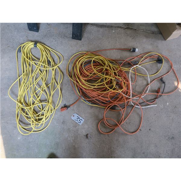 Lot of Assorted Extension cords (various gauges, lengths, condition)