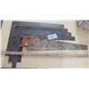 Image 1 : 4 metal squares & a Ruler stick + Wood hand saw