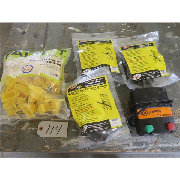 Box of Electrical Fence insulators & Electric Fence Controller