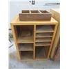 Image 4 : Wooden Furniture lot: Work Bench, Cabinet, Shelving unit, Hanging shelf