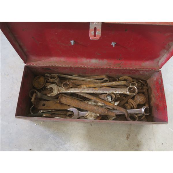 Metal Tool Box with Assorted wrenches & assortment nuts and bolts