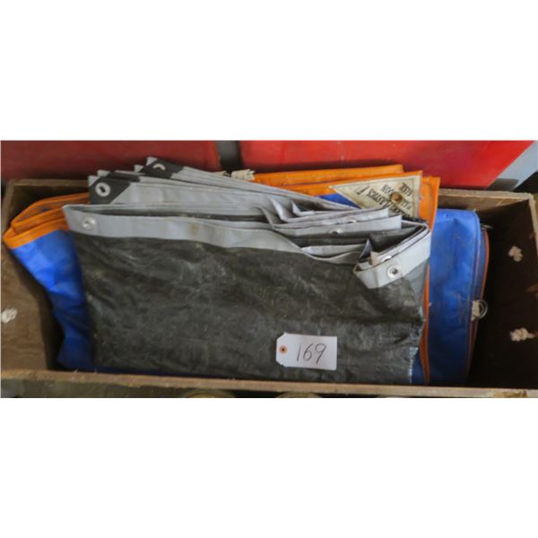 Wooden Box 37”x 13.5”x 13.5” with 2 large tarps (7.5ft x 10ft, 18ft x 12ft)