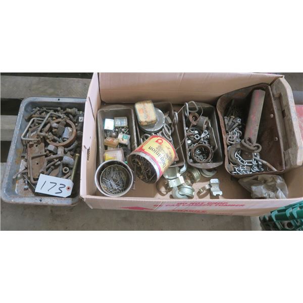Box of assorted Nuts, bolts, screws, metal parts, etc.
