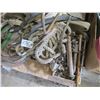 Image 2 : Pallet of misc. Items: Rope, metal parts, straps, vintage metal walker, etc.