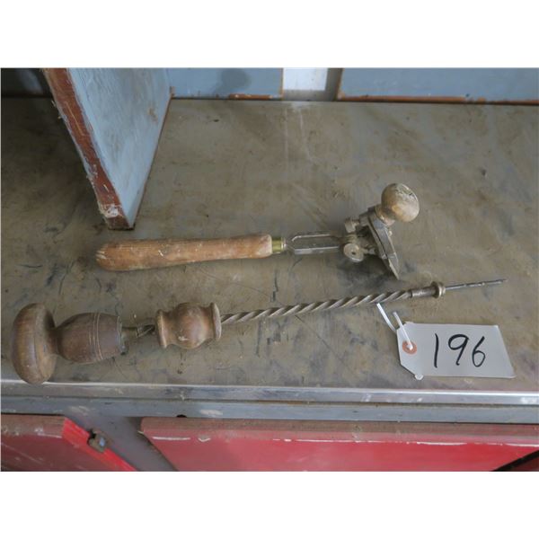2 Antique tools: and push drill, & Stanley planer