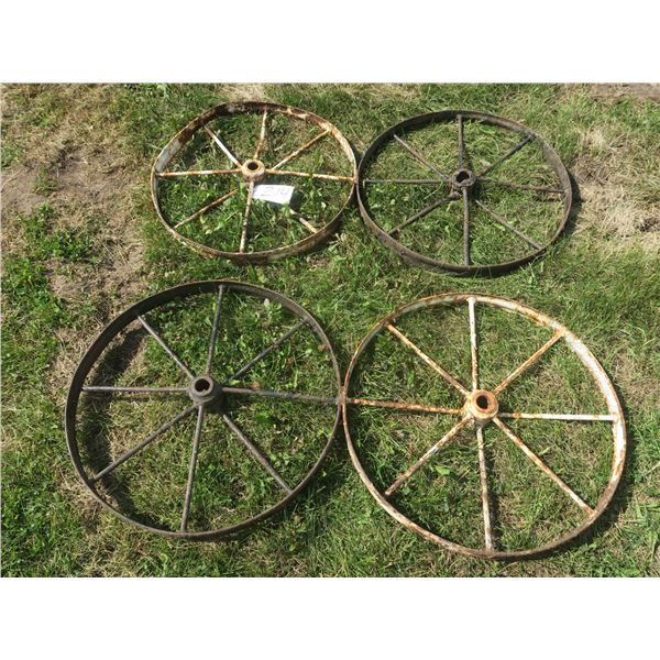 2 Pairs of Welded metal tires – 2ft diameter – perfect for yard decor