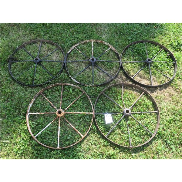 2 2ft dia metal tires (welded) & 3 2ft dia metal tires ( welded)