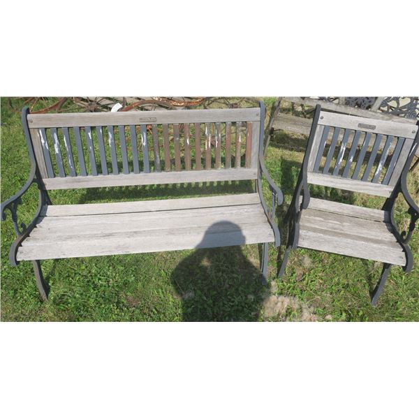 Lawn Bench (25”x 50”) & Chair (22”x24”) set – Berkeley Forge (cast metal & wood)