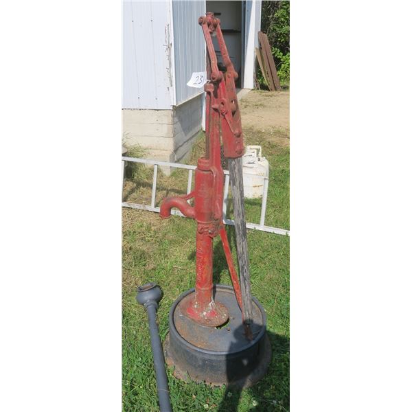 Water pump with drain pipe, & metal base,