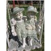 Image 2 : Cute Boy & Girl sitting on a swinging bench lawn ornament -14”x 20.5”