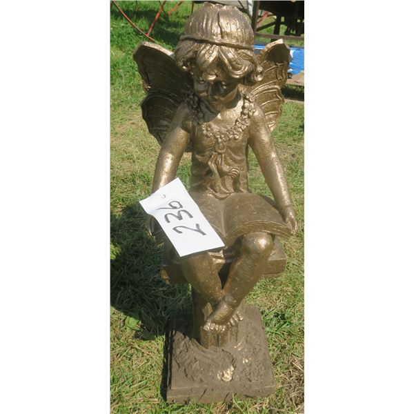 Fairy reading a book, sitting on a pedestal – lawn ornament – 2ft tall