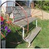 Image 2 : 58.5” x 55” Lawn bench with 2 Antique metal tires (54” diameter)