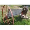 Image 4 : 58.5” x 55” Lawn bench with 2 Antique metal tires (54” diameter)
