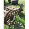 Image 3 : Pair of Antique axles with Metal & wood wheels 60” long & 19.5” diameter