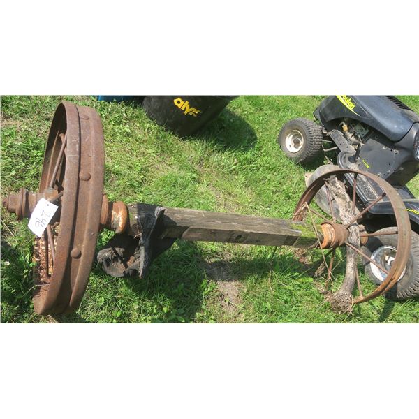 Antique Axle with Metal tires - 69" long 27.5" diameter