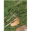 Image 3 : Lot of Hay rakes, shovels, flower plant/pot holder, etc.