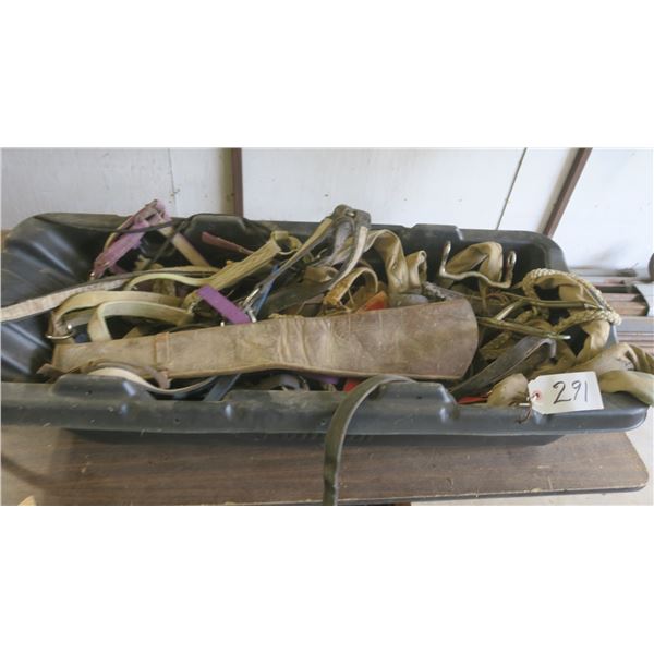 Heavy duty plastic sled (44”x 21”) full of horse tack