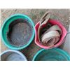 Image 3 : Lot of 6 Plastic feeding buckets with assorted  horse tack