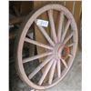 Image 2 : Antique 4ft diameter wood wheel with 3" metal rim