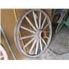 Image 2 : Antique 4ft diameter wood wheel with 3" metal rim