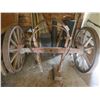 Image 1 : Antique 69" long Axle with 40" diameter wooden wheels & 3" metal rims