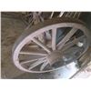 Image 3 : Antique 69" long Axle with 40" diameter wooden wheels & 3" metal rims