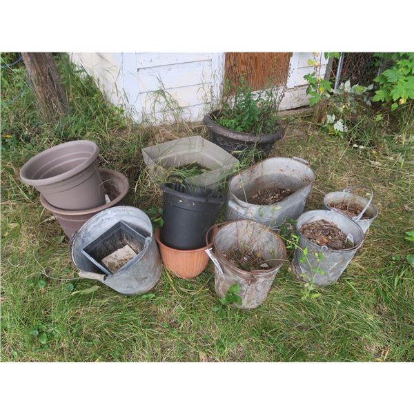 Lot of assorted garden buckets - some galvanized