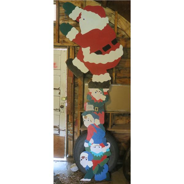 Santa & Elves wooden lawn ornament - 114"H