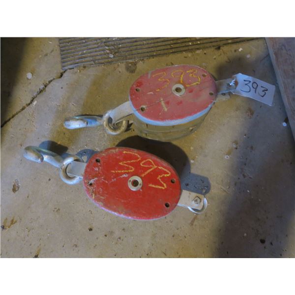 Pair of Wooden & Metal pulley's