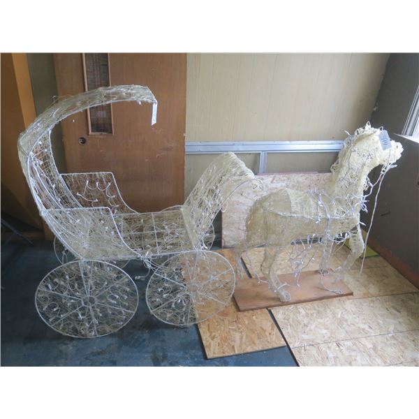 Outdoor lighted horse (4ft Tall) & buggy (51”high)