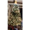 Image 1 : Artificial beautiful 7ft Christmas Tree – pre strung with lights + metal tree stand - working - Orna