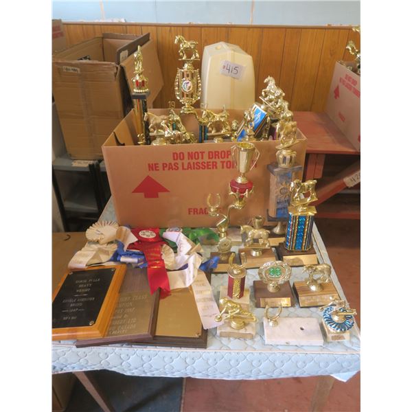Large lot of Assorted Trophies - Mostly Horse Pull Trophies