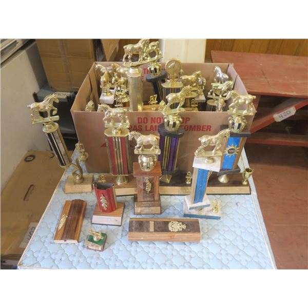 Large lot of Assorted Trophies - Mostly Horse Pull Trophies
