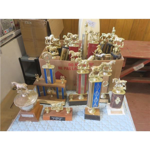 Large lot of Assorted Trophies - Mostly Horse Pull Trophies