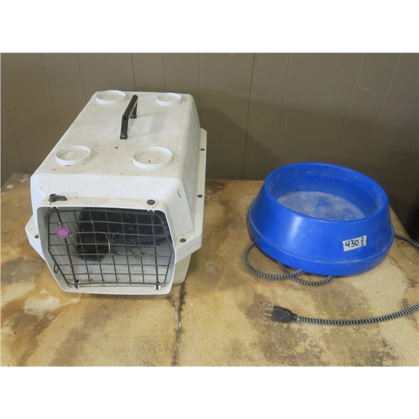 Kennel and Heated Water Bowl