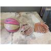 Image 1 : Basketball and 2 Baseball Gloves