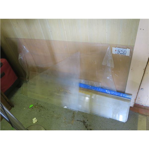 Lot of Plexi Glass - Large Piece: 60"x30", 8 matching pieces: 48"x8.5", rest assorted size