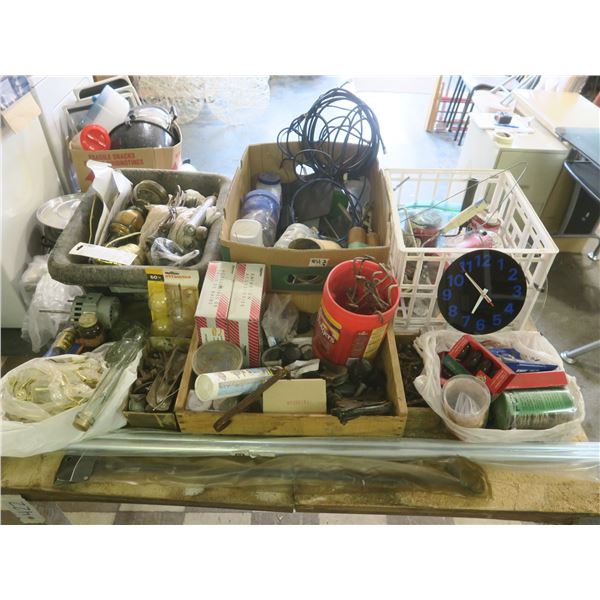 Large Lot of Assorted Hardware, Curtain Rods, Jars, Lights, etc.