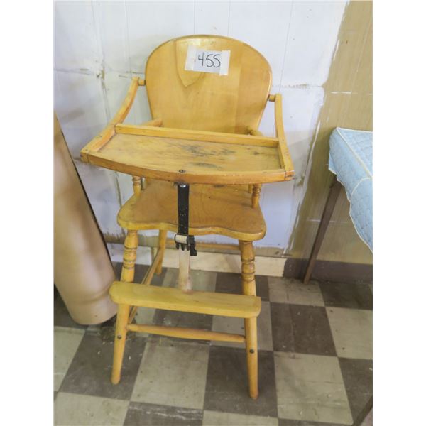 Vintage Wooden High Chair - 38" tall