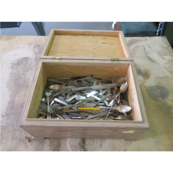 Box of Assorted Utensils - some silver plated